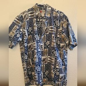 Hilo Hattwo Original Fit Short Sleeve 1/3 Button Front Shirt Size Large Men